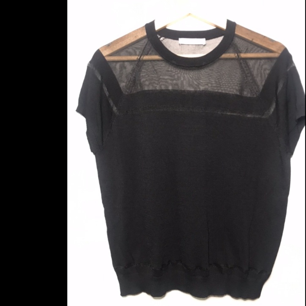 Mango Sheer Stripe Knit Top Large